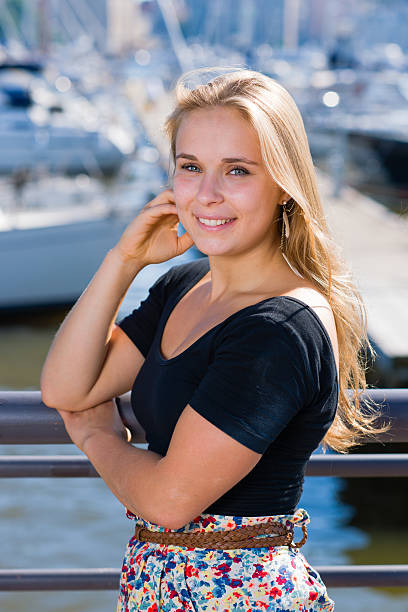 istock Girl and city harbour 177423694