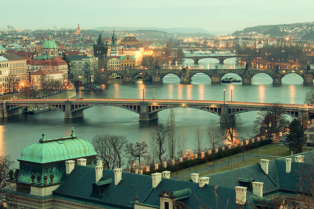 istock Prague bridges in evening lights 177423945