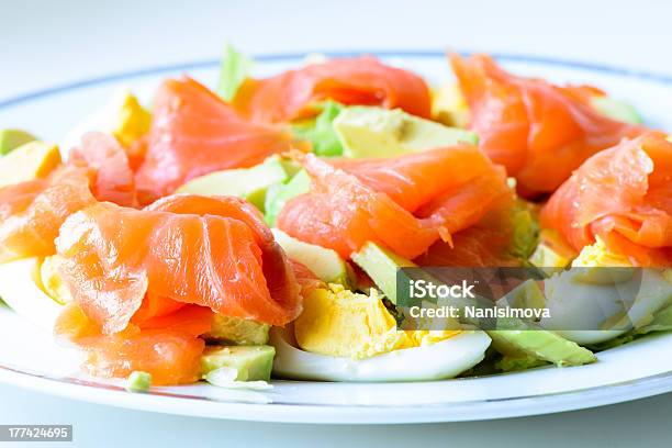 Salmon Salad Stock Photo - Download Image Now - Avocado, Smoked Salmon, Salad