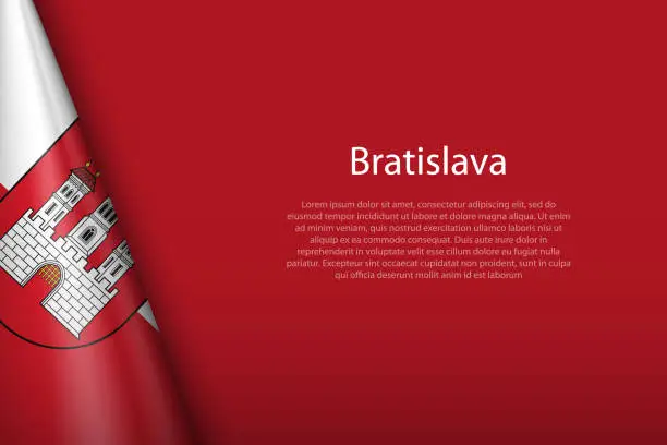 Vector illustration of 3d flag of Bratislava, is a city of Slovakia