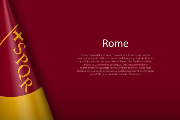 Vector illustration of 3d flag of Rome, is a city of Italy