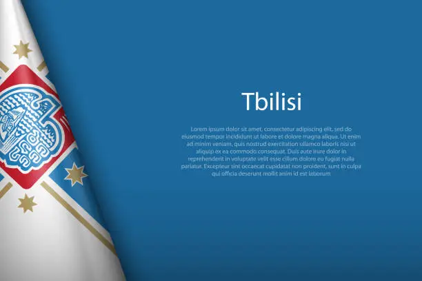 Vector illustration of 3d flag of Tbilisi, is a city of Georgia,
