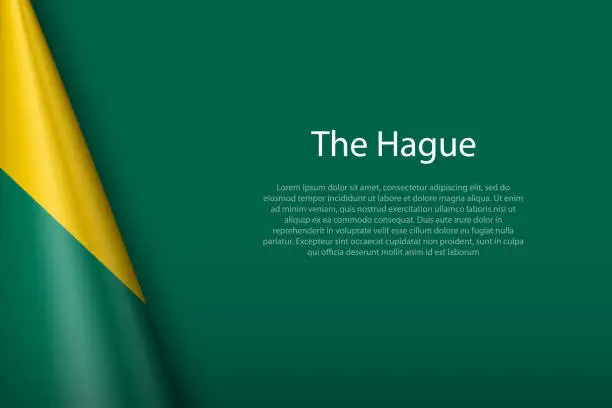 Vector illustration of 3d flag of The Hague, is a city of Netherlands,