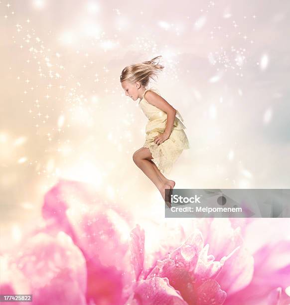 Blond Girl Jumping Stock Photo - Download Image Now - Abstract, Beautiful People, Beauty