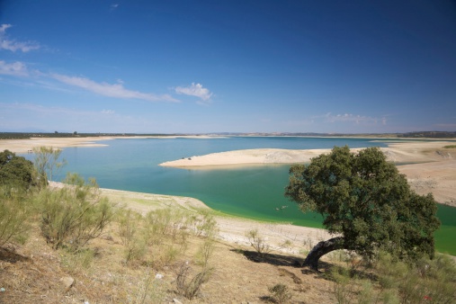 Valdecanas reservoir at Badajoz Extremadura in Spain