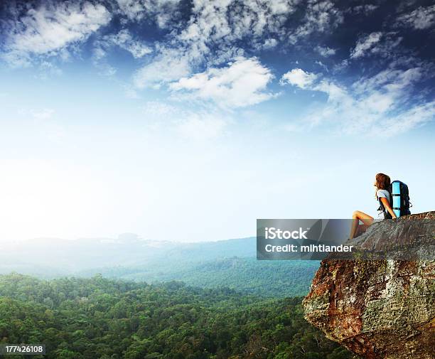 Backpacker Stock Photo - Download Image Now - Summer, Hiking, Cliff