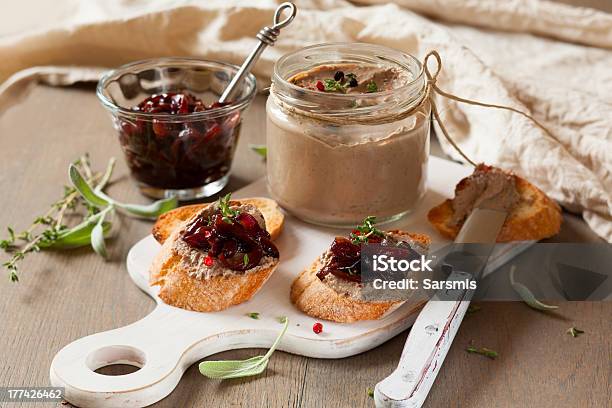 Chicken Liver Pate With Onion Jam Stock Photo - Download Image Now - Crostini, Pate, Preserves