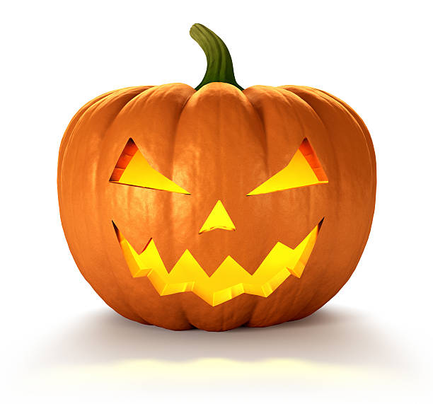 Carved Halloween pumpkin illustration with glowing interior
