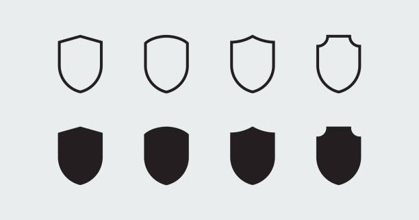 Shield icon set symbol Shield icon set symbol with editable stroke black family crest stock illustrations
