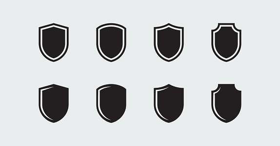 Shield shapes collection. Security and protect vector symbol with editable strokes