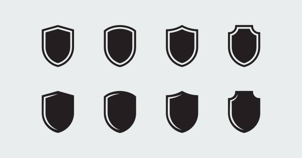 Shield shapes collection Shield shapes collection. Security and protect vector symbol with editable strokes blocking sports activity stock illustrations