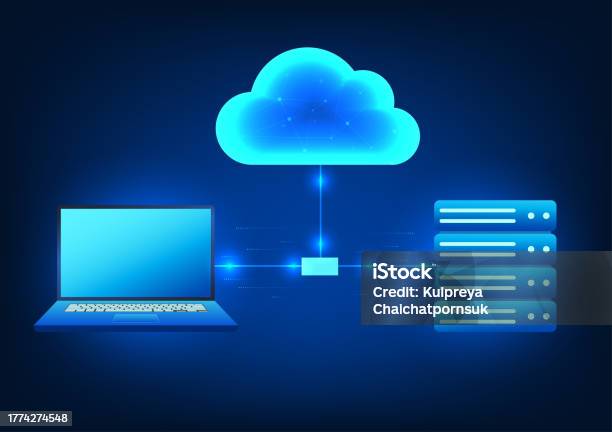 Simple Computer And Cloud Cloud Technology That Connects Computers And Servers It Means ...