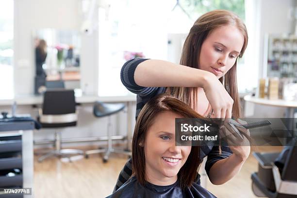 Hairdresser Cutting Clients Hair Stock Photo - Download Image Now -  Beautician, Beauty Spa, Candid - iStock