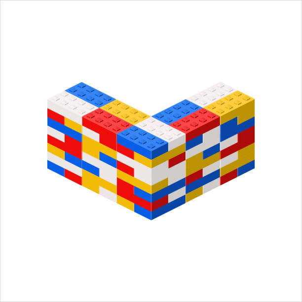 istock Imitation of a corner building made of plastic blocks. Vector 1774278913