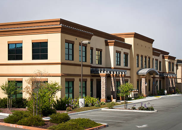 istock Wide angle view of modern office park building 177427990