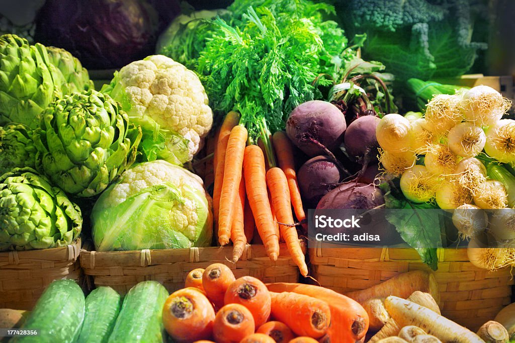 Vegetables Vegetables at a market stall Agriculture Stock Photo