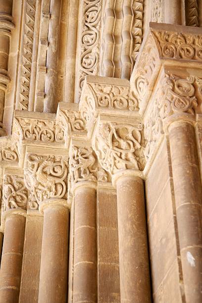 istock carved columns door of Lleida cathedral 177428497