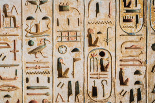 Egyptian hieroglyphics were a formal writing system used by the ancient Egyptians that combined logographic and alphabetic elements, Karnak Temple, Luxor, Egypt.http://bem.2be.pl/IS/egypt_380.jpg