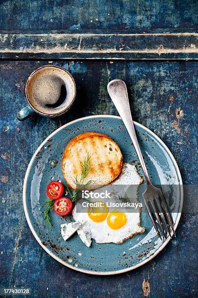 Eggs With Coffee Stock Photo - Download Image Now - Blue, Bread, Breakfast