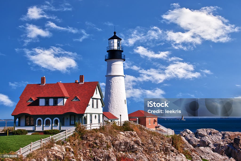 Photo of Portland Head Lighthouse at Cape Elizabeth, Maine Portland Head Lighthouse in Cape Elizabeth, Maine Atlantic Ocean Stock Photo