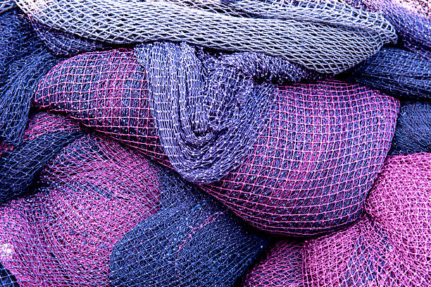 Blue Purple Pink Fishing Nets; day light