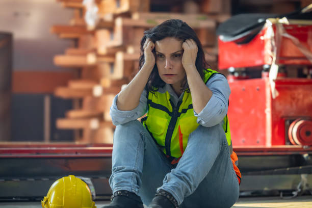 istock Factory worker feels burnout, low self-esteem due to prolonged stress, need for healthier work ways 1774308538