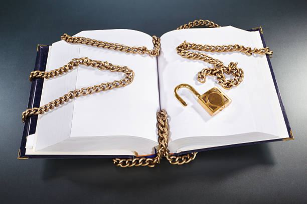istock Book with golden chain and lock 177431119