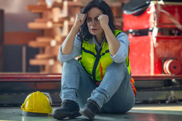 istock Factory worker feels burnout, low self-esteem due to prolonged stress, need for healthier work ways 1774317483