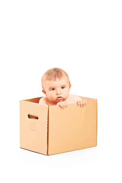istock Baby boy sitting in a cardboard box 177431969