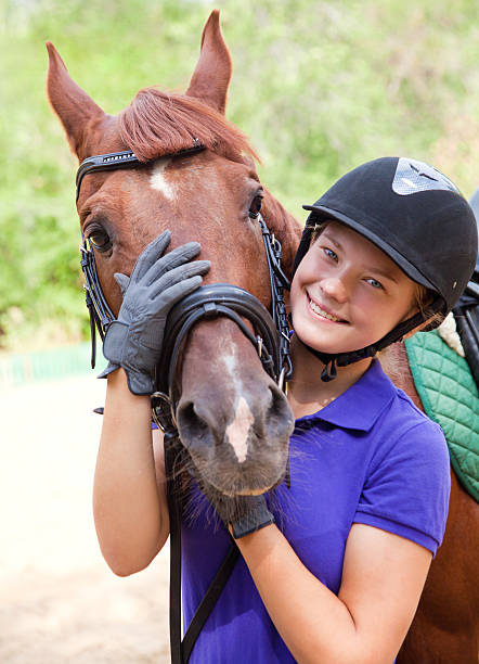 Girl with horse stock photo