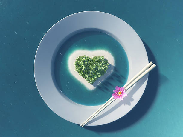 Paradise tropical island in the form of heart stock photo