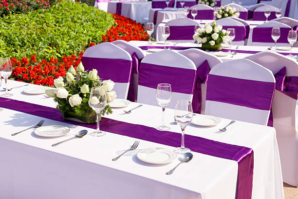 istock outdoor tables with served plate and wine glasses 177432738