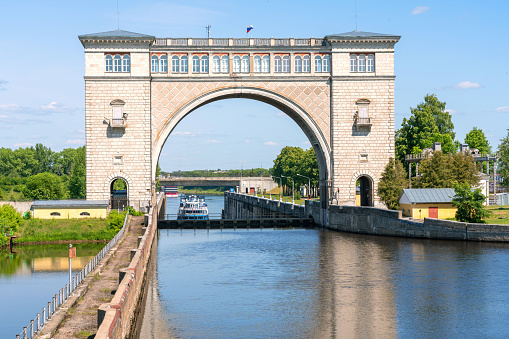 Lock on the Volga River, Uglich Reservoir, Lock Gate