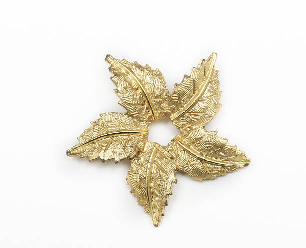 istock Gold Leaf Vintage Pin on White Background 177433877