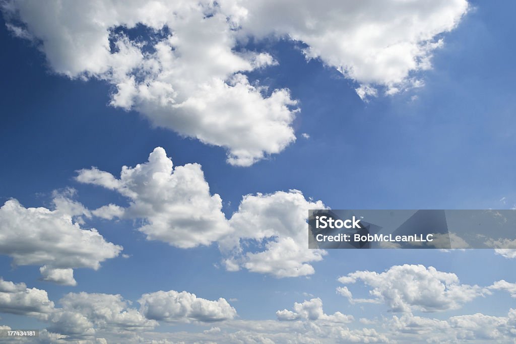 Bright Sky and White Clouds "Bright summer sky with cumulus clouds to the horizon in Bethel, Pennsylvania USA" Beauty In Nature Stock Photo