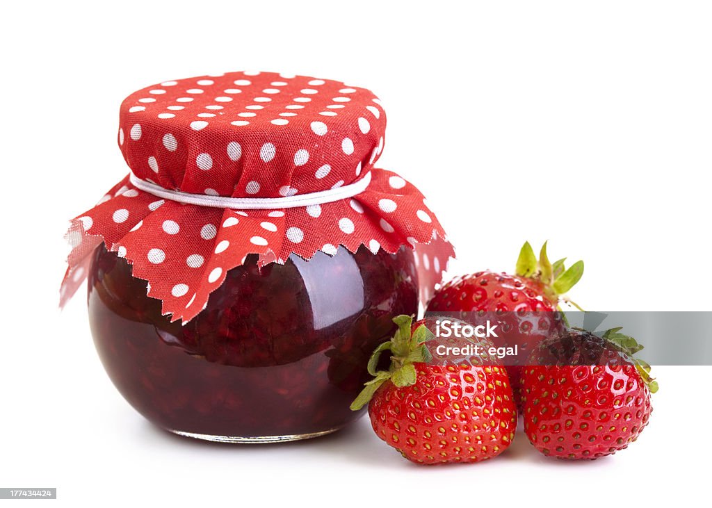 Strawberry jam and fresh berries Strawberry jam and fresh berries isolated on white Berry Fruit Stock Photo