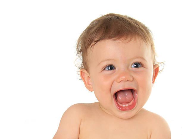 happy baby boy - baby cute laughing human face fotografías e imágenes de stock