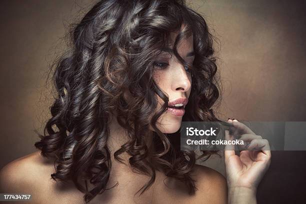 Shiny Curly Hair Stock Photo - Download Image Now - Adult, Beautiful People, Beautiful Woman