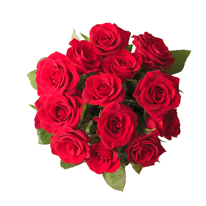 Intricate & Festive Red & Pink Roses With a Rattan Background in Bright Natural Light for Valentine's Day in 2023.