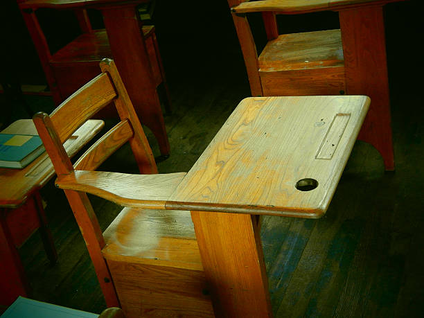 istock An old wood student desk and chair combination 177435889