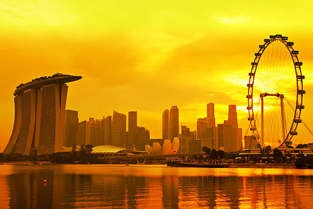 istock Singapore skyline with golden sunset 177436068