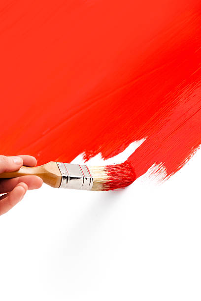 istock Painting with red colored ink and paintbrush 177436177
