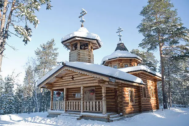 "A small orthodox church in the small village of Nellim, bordering Russia in finnish Lapland."