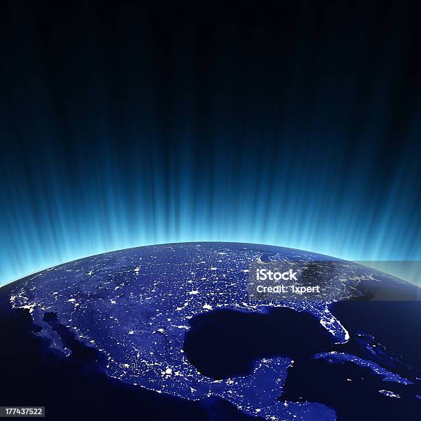 Usa At Night Stock Photo - Download Image Now - Map, USA, Three Dimensional