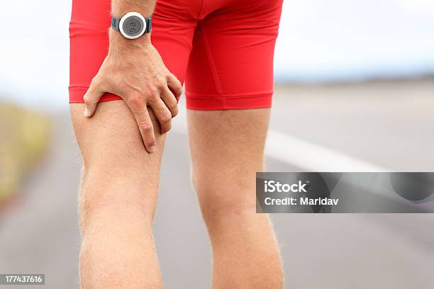 Hamstring Sprain Or Cramps Stock Photo - Download Image Now - Hamstring, Physical Injury, Pain