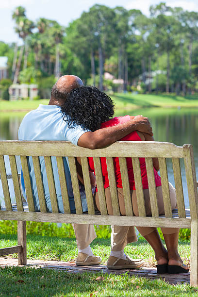 istock Senior African American Couple Sitting On Park Bench 177438257