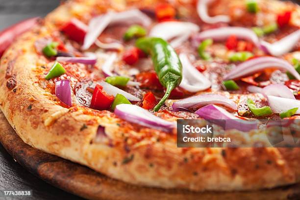 Hot Chili Pizzawith Onion Stock Photo - Download Image Now - Baked, Baked Pastry Item, Beef