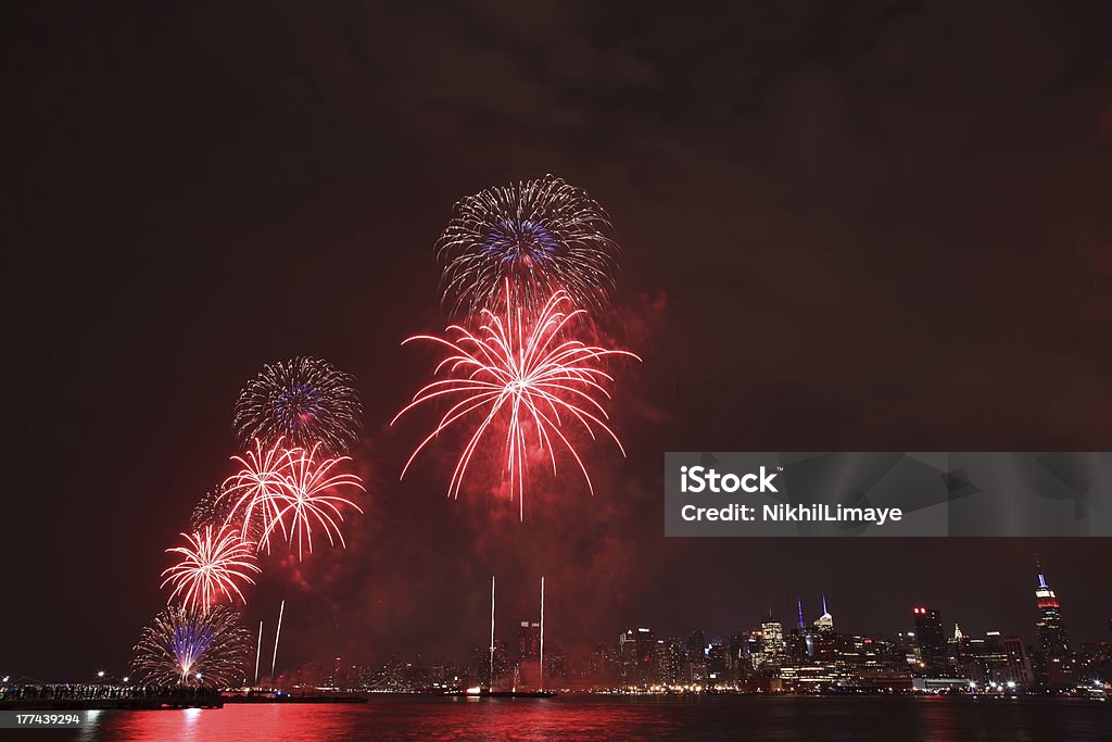 Macys Fireworks on 4th July taken from Maxwell Place Park "Fireworks display on Hudson river done by Macys during 4th of July Independence day, 2012.The pic was taken from Maxwell Place Park in Hoboken, NJ." Celebration Stock Photo