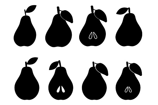 Silhouette of a pear. Minimalistic simple fruit element. Isolated on a white background. Vector illustration