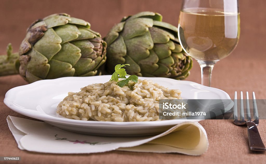 Risoto com alcachofra. - Foto de stock de Alcachofra royalty-free